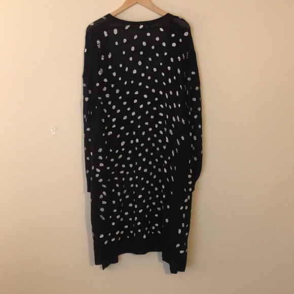 Long Knit Open Cardigan Polka Dot - Picture 5 of 7